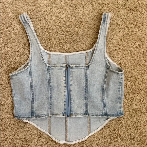 wild fable Faded Light Blue Denim Corset Tank - Picture 3 of 3